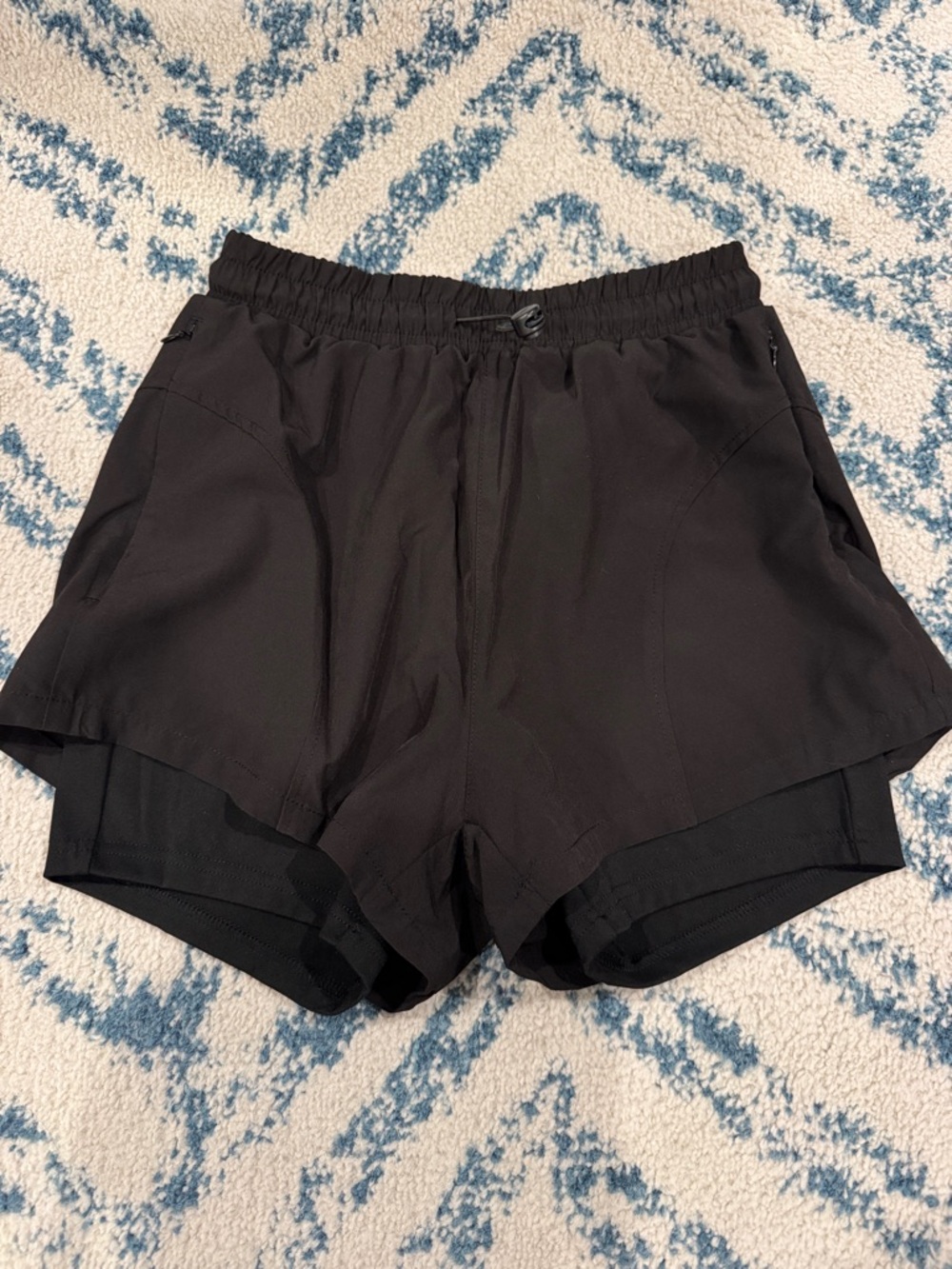 PINSPARK Women's Black Athletic Layered Shorts